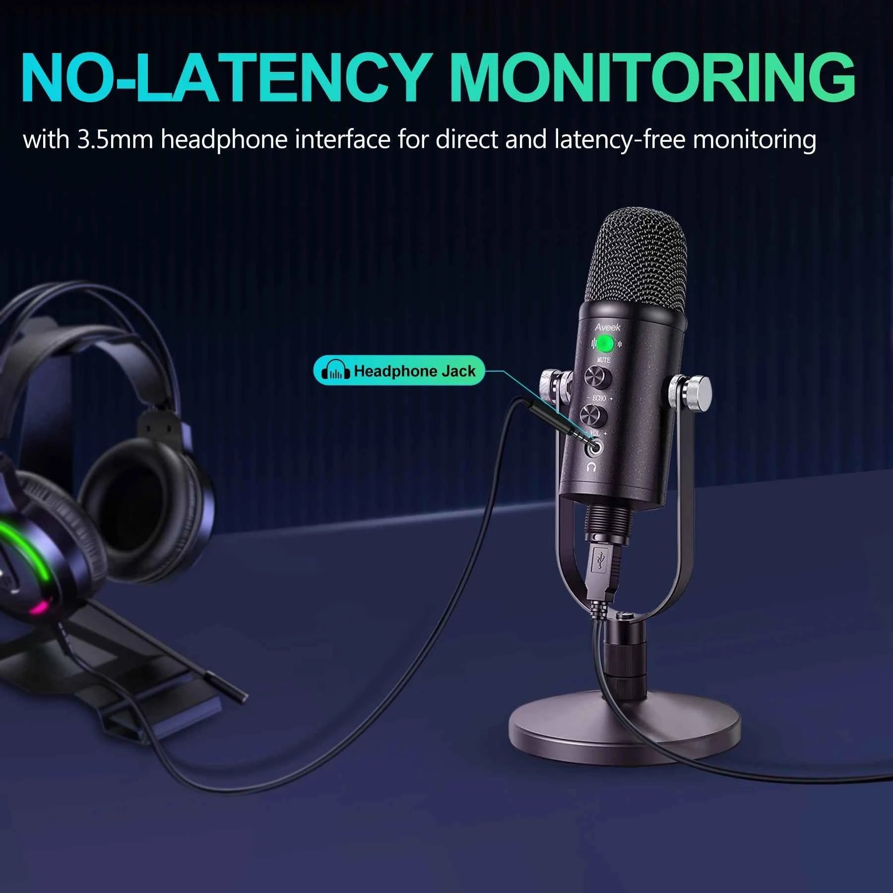 Mercase USB Condenser Microphone – Plug & Play Cardioid Mic with Mute Button for PC, Phone, PS4 & PS5, Recording & Streaming.