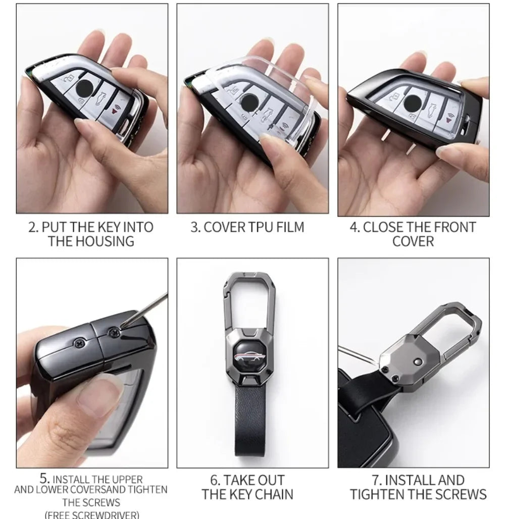 Zinc Alloy Leather Smart Car Key Fob Case Cover Chain Remote Shell Holder Protector for Mazda 3 6 CX3 CX30 CX5 CX8 CX9 CX50 CX60