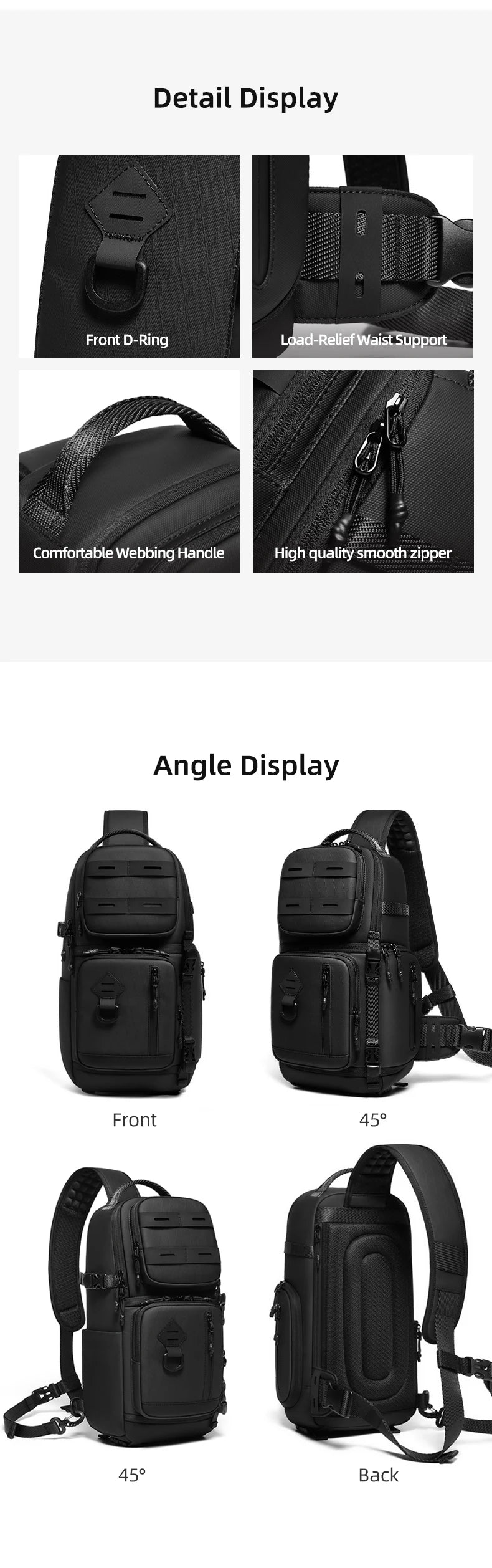 Men’s DSLR Camera Crossbody Bag – Waterproof Travel Shoulder & Chest Bag with Tripod Holder for Photography, Hiking & Outdoor Use