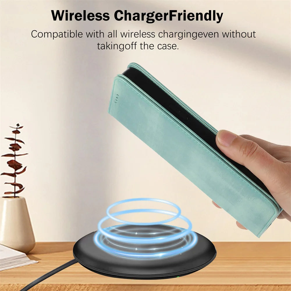 For iPhone 17 Pro Magnetic Wallet Flip Luxury Leather Case on For iPhone 17 16 15 14 13 12 11 Pro Max Plus 17 Air 16E Back Cover