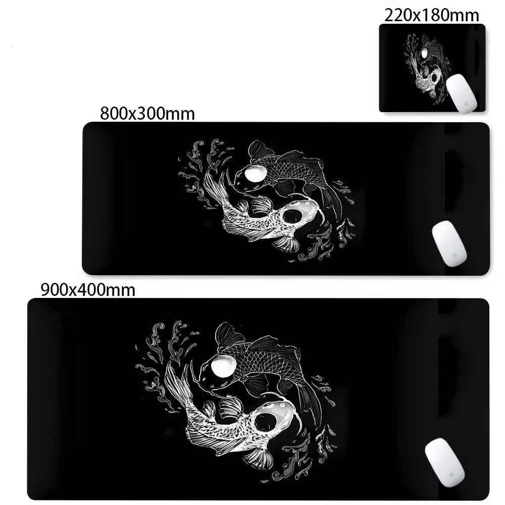 Large Mouse Pad Yin-yang Fish HD Black & White Sakura Computer Office Table Pc Gaming Non-slip Japanese Kawaii Desk Accessories