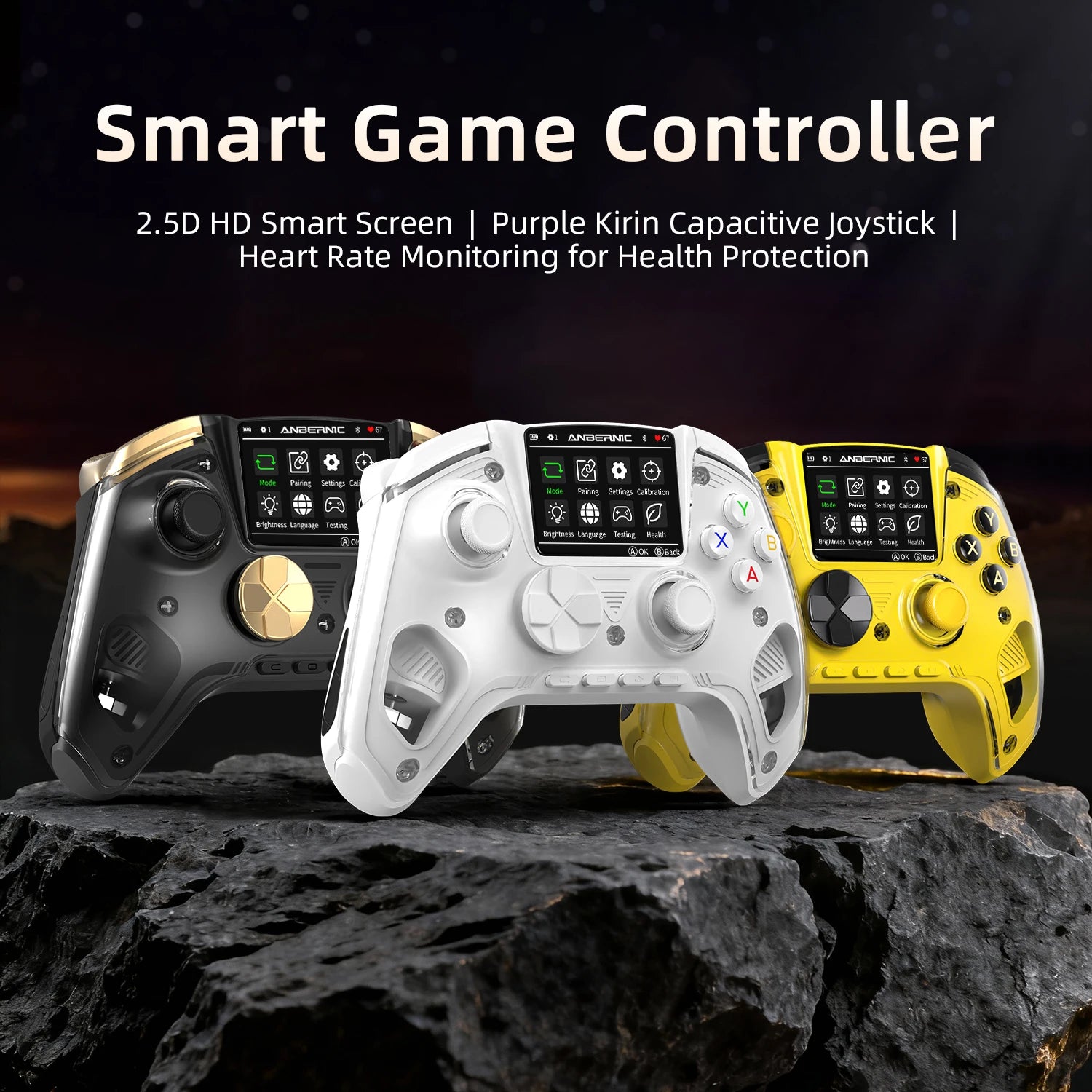 Anbernic RG G01 Interactive Screen Wireless Gaming Controller Compatible with PC/Steam/Linux/Android/Switch/IOS 2.4G Wireless Bluetooth Controller Gamepad Hall Effect Triggers