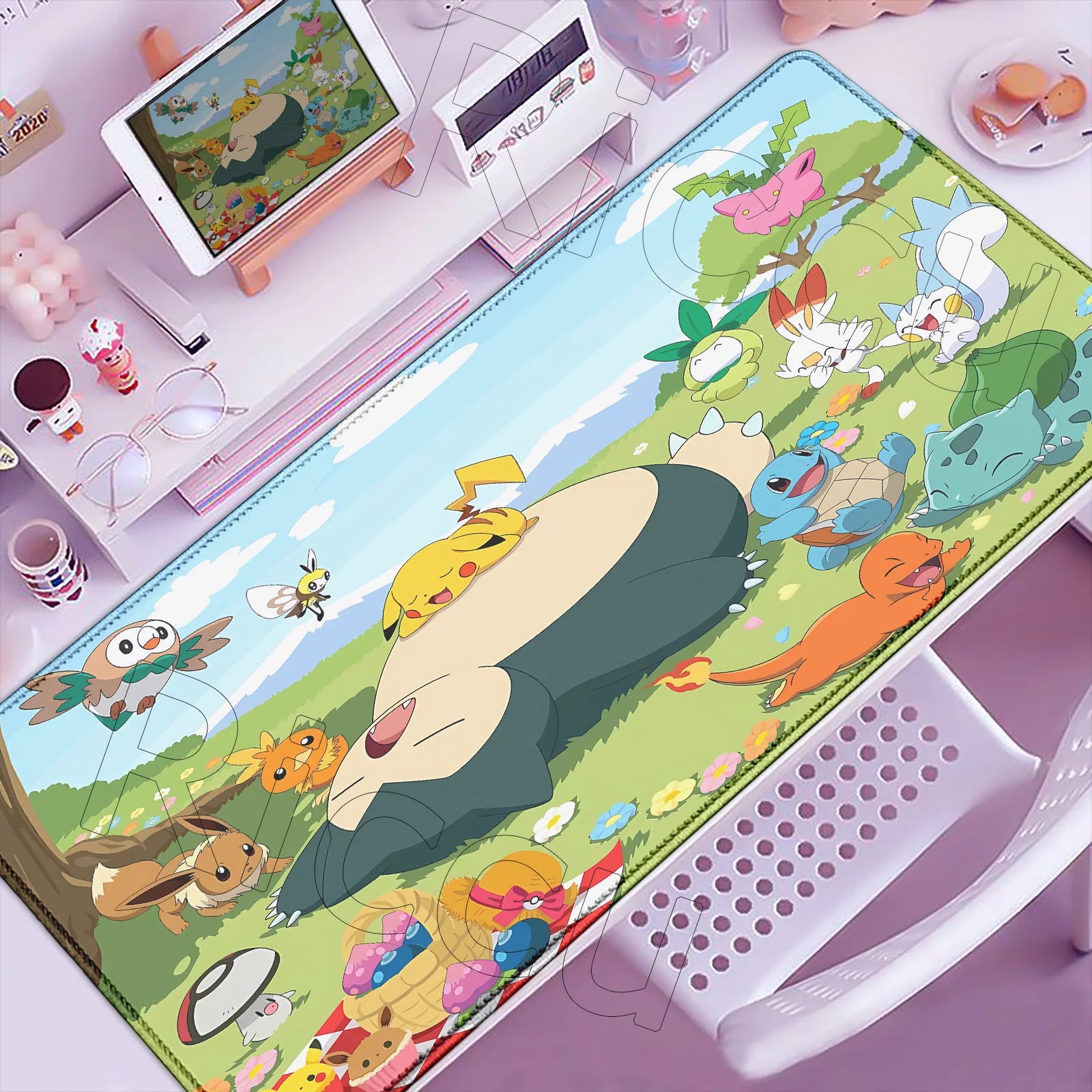 P-Pokemons Sylveon Eevee Mousepad Mouse Pad Large Gamer XXL Pc Keyboard Desk Mouse Mat Carpet Rubber Tapis Souris Gaming Notbook