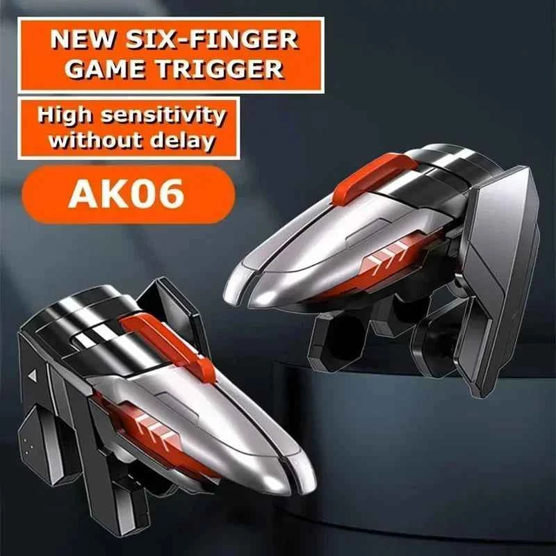 MEMO 6 Finger Mobile Phone ABS Game Trigger AK06 for PUBG Aim Shooting L1 R1 Alloy Key Button for IOS Android Gamepad Controller