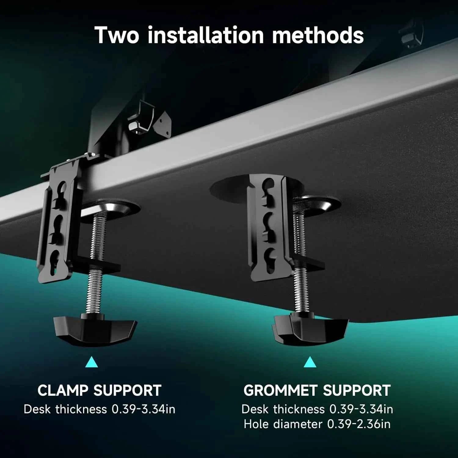 Gas Spring Monitor Laptop Stand Mount, 2-in-1 Adjustable Arm for 12-17