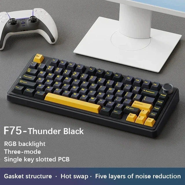 AULA F75 2.4G Wireless/Bluetooth/Wired Gaming Mechanical Keyboard RGB Customized 75% Layout OEM Profile Gasket Structure - WinSupport Tech