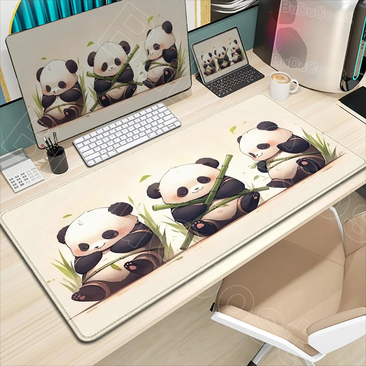 HD Printing Kawaii Anime Panda Mouse Pad Large Computer Office PC Game Table Mats XXL Gaming Keyboard Pad Cute Animals Desk Pads
