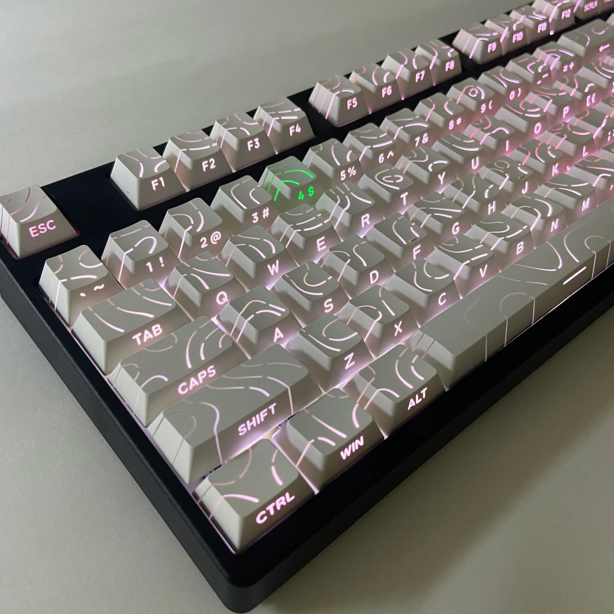 Lines Sided Shine Through Keycaps Cherry Profile Black White 97/133 Keys Customer keycaps for Mechanical Keyboard 60% 65% 75%