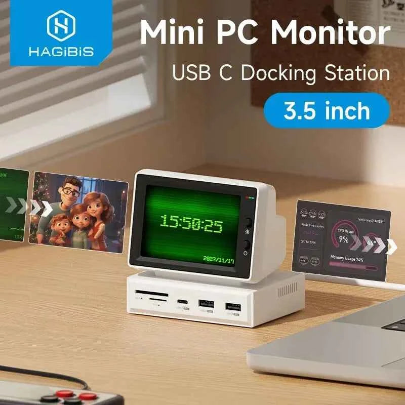 Hagibis 3.5" IPS Mini Screen Docking Station (USB 3.1 Gen2, 320×480 Resolution)