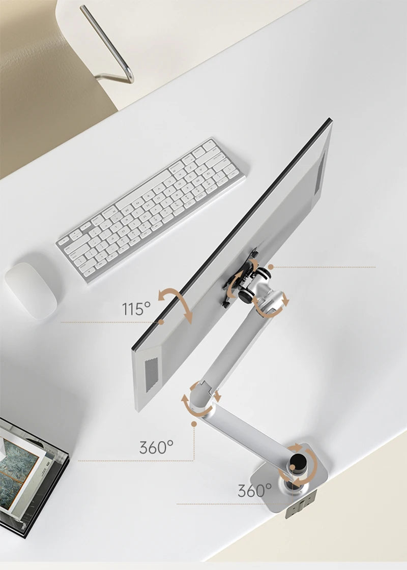 V63W / XSJ8013W Wall Mount Aluminum Ultra Long Mechanical Spring Arm Monitor Support Full Motion Monitor Holder Mount Bracket