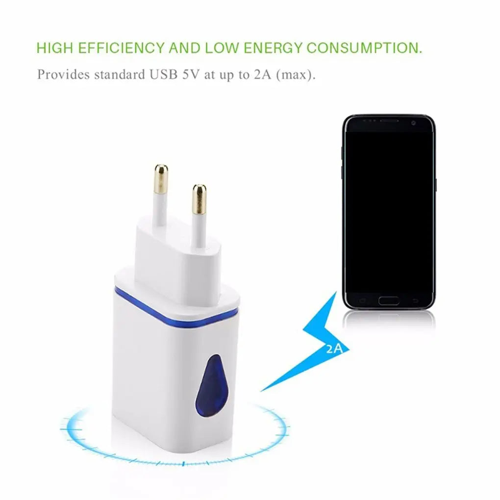 USB Wall Charger for Samsung Xiaomi Dual Port 2A Output Travel Plug Power Adapter Compatible for Phone EU/US Plug