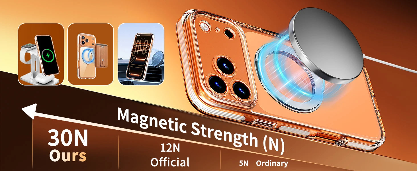 360-Degree Rotating Stand Magnetic Case Compatible with iPhone 17 Pro Max/17 Air/16 Plus/15 Pro/14 Pro Max/13/12