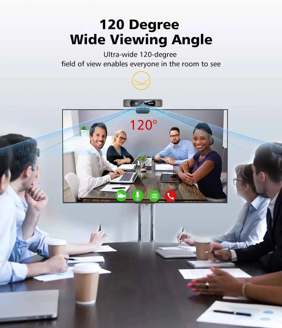 4K HD Webcam 30FPS with Microphone & Remote – 120° Wide Angle USB Camera for Streaming, Zoom, PC, Windows, Mac & Linux.