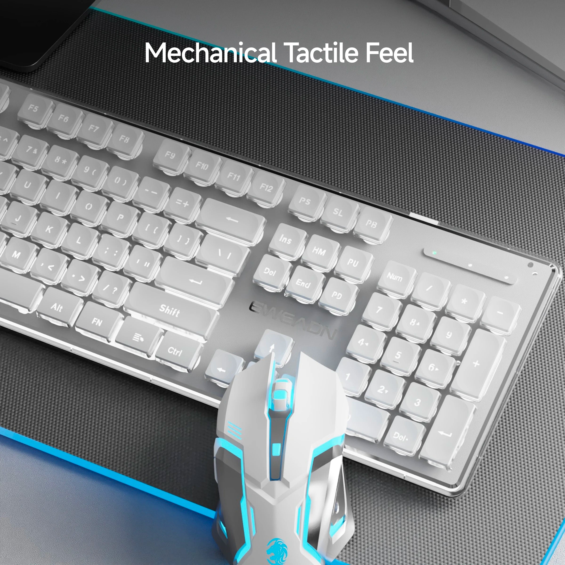 EWEADN Bluetooth Dual-Mode 2.4GHz Wireless Keyboard and Mouse Set, Ergonomic, Silent, Backlit, Gaming & Office, Green/Pink/White