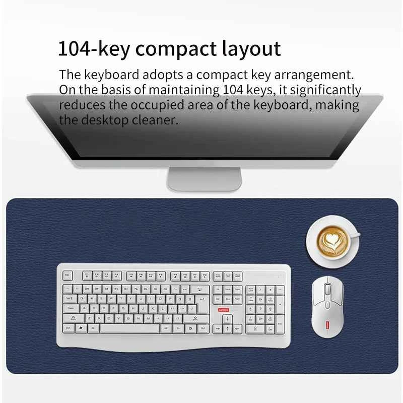 Lenovo Wireless Keyboard and Mouse Combo Full-Size 104 Key Quiet Office Set with Silent Click Compact USB Receiver for Pc Laptop