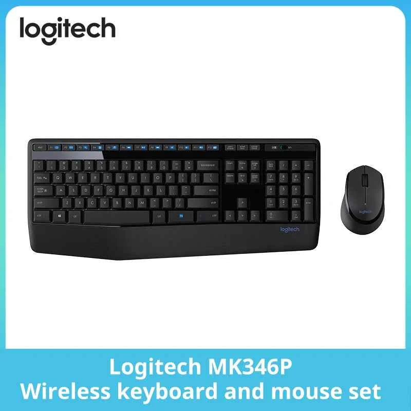 Logitech MK346P 2.4G Wireless Keyboard Mouse Combo Full Size 104 Keys Ergonomic Office Keyboard Mice Set For Desktop Laptop