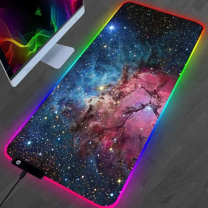 Hot Sell RGB Galaxy Milky Way Mouse Pad Carpet PC Gamer Computer Keyboard Desk Mat anti-slip Mousepad Gaming Accessories 900X400