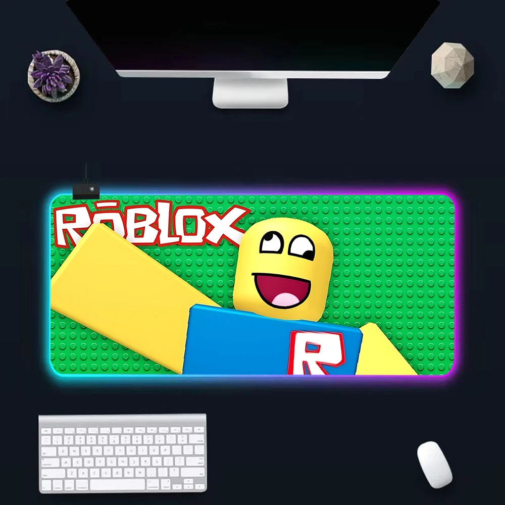 Hot game R-robloxs Cartoon RGB Pc Gamer Keyboard Mouse Pad Mousepad LED Glowing Mouse Mats Rubber Gaming Computer Mausepad
