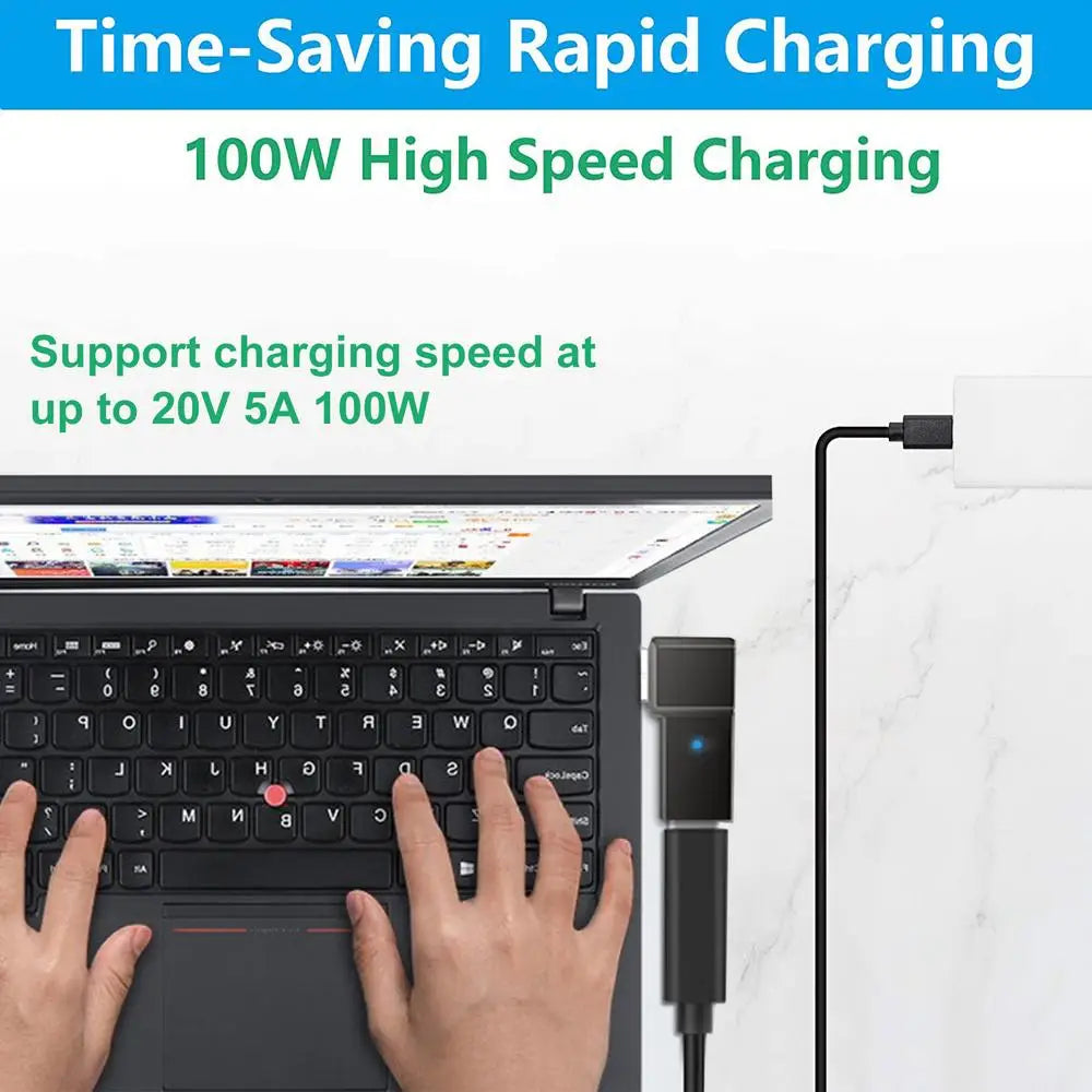 20V/5A 100W PD USB C To Square Tip Adapter ForLenovo Long Slim-Tip Accessories