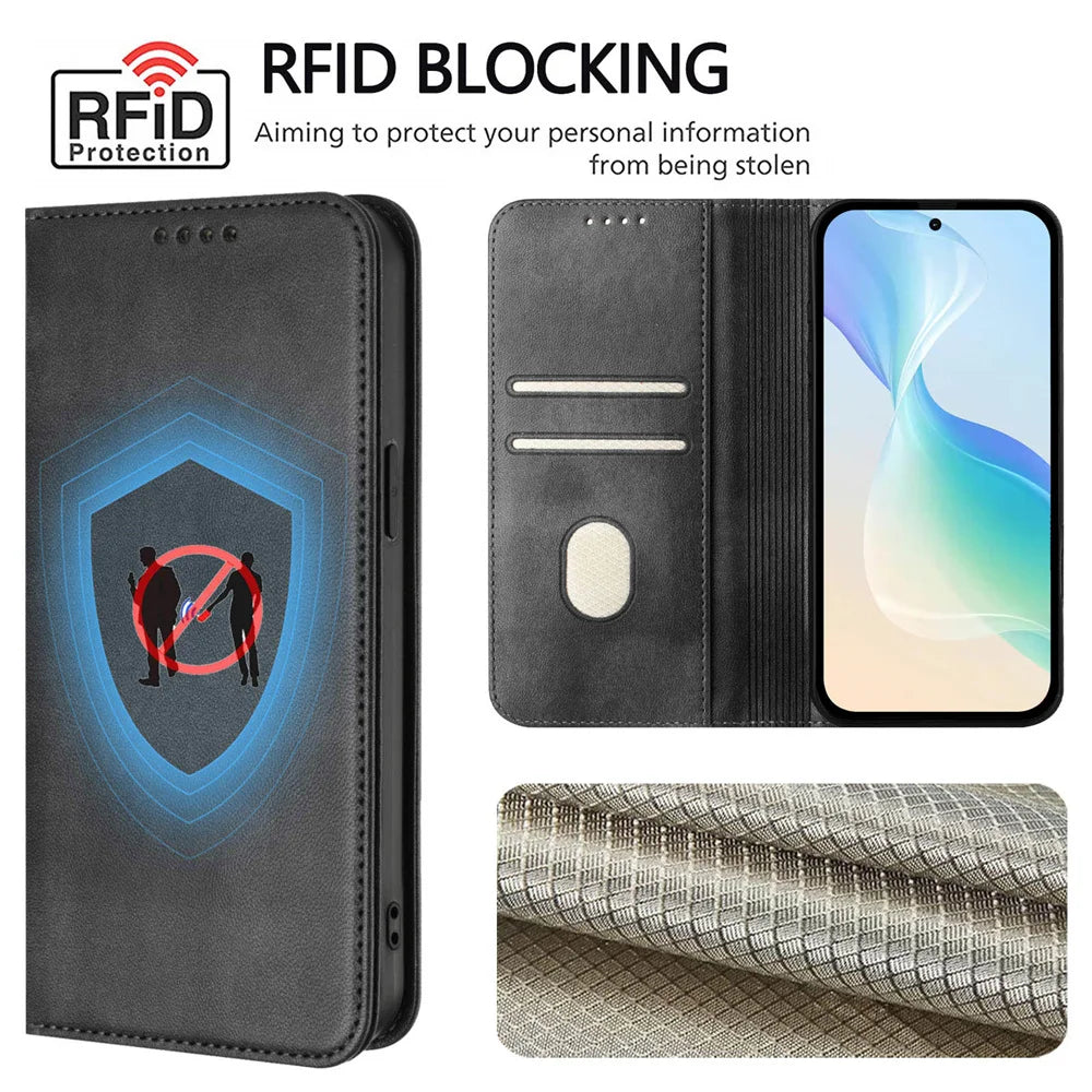 For iPhone 17 Pro Magnetic Wallet Flip Luxury Leather Case on For iPhone 17 16 15 14 13 12 11 Pro Max Plus 17 Air 16E Back Cover