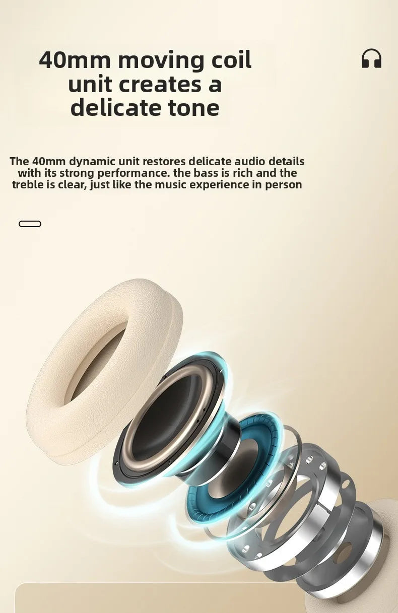Wireless Bluetooth Headphones Over Ear HIFI Stereo Headsets Noise Reduction Sports Gaming Earphones Music Player with Mic Gifts