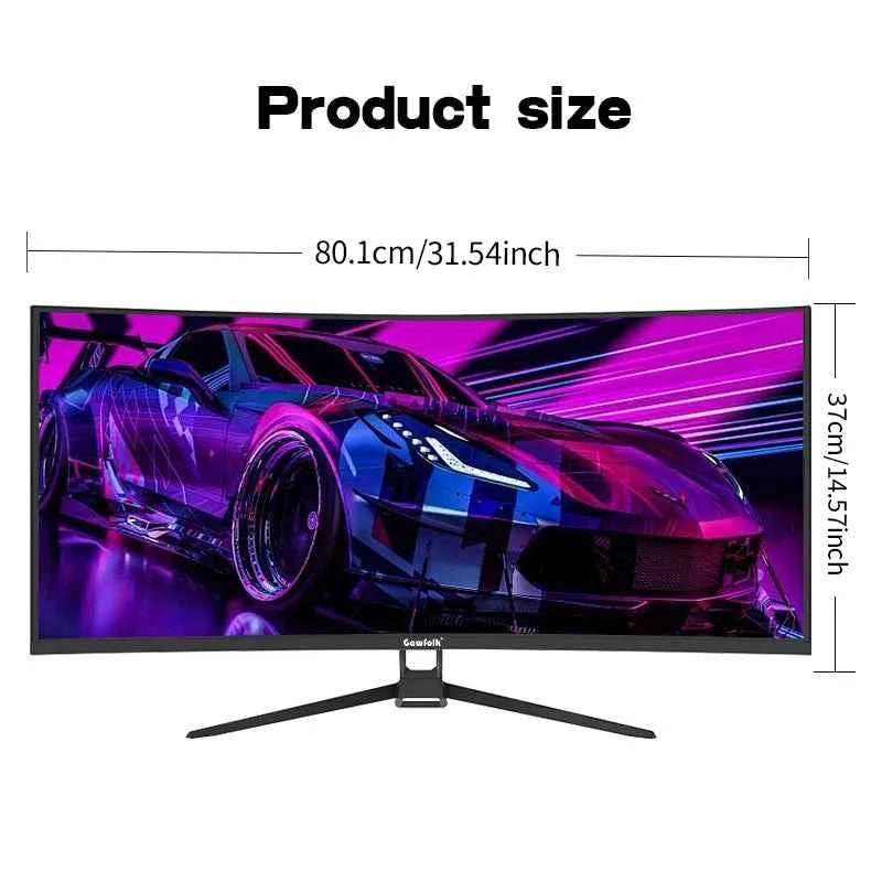 Gawfolk 34 Inch Ultrawide Curved Gaming Monitor, 1500R PC Screen 165hz UWQHD 4K, Curved Computer Screen with FreeSync, Support W