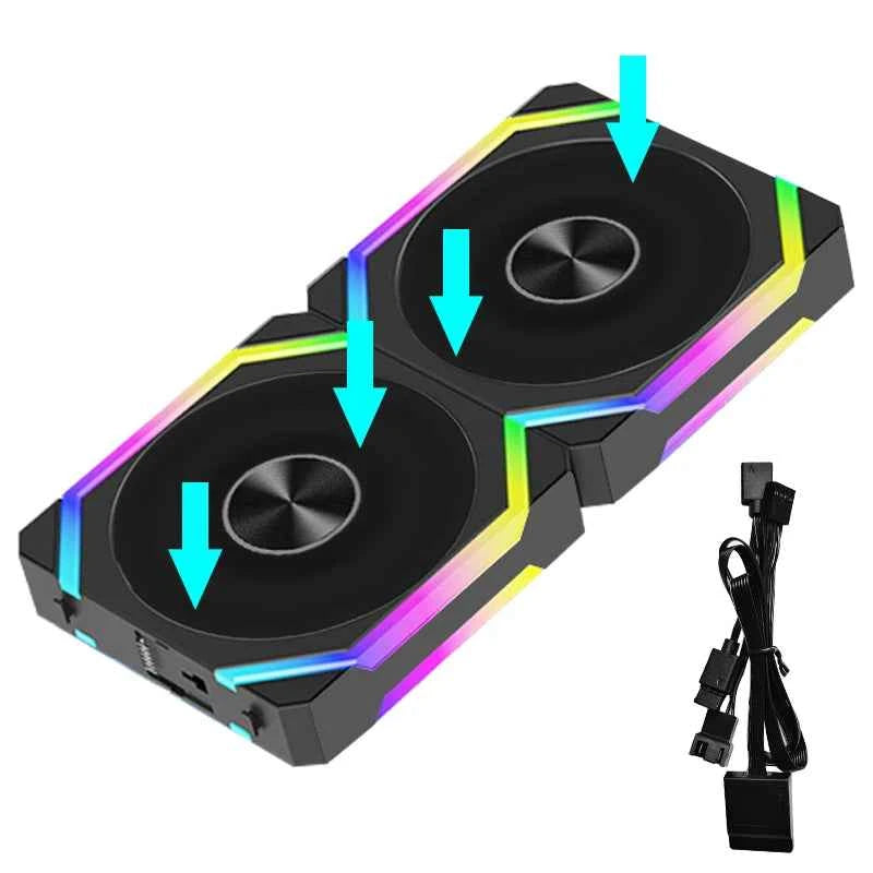 JUMPEAK CS120 ARGB Cooling Fan, 360mm/240mm, Modular Stackable Splicing PWM Silent RGB Fans For Gaming PC Case