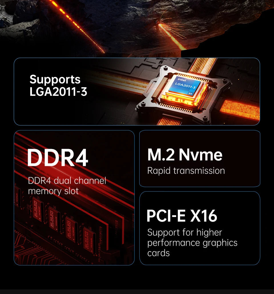 QIYIDA X99 Motherboard Set Kit Xeon LGA2011-3 E5 2650 V4 2pcs*8gb=16GB DDR4 RAM USB PCI 3.0 NVME M.2 SATA M-ATX