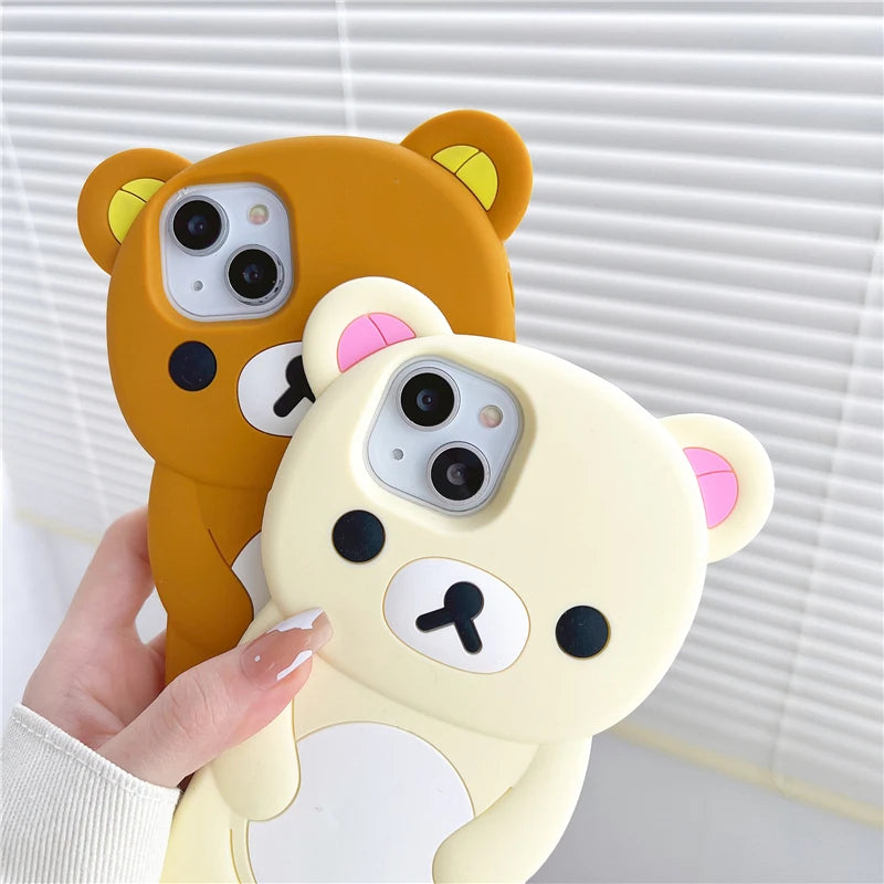 For iPhone 17 16 15 14 13 12 11 Pro Max Cute Bear Soft Silicone Cover Case