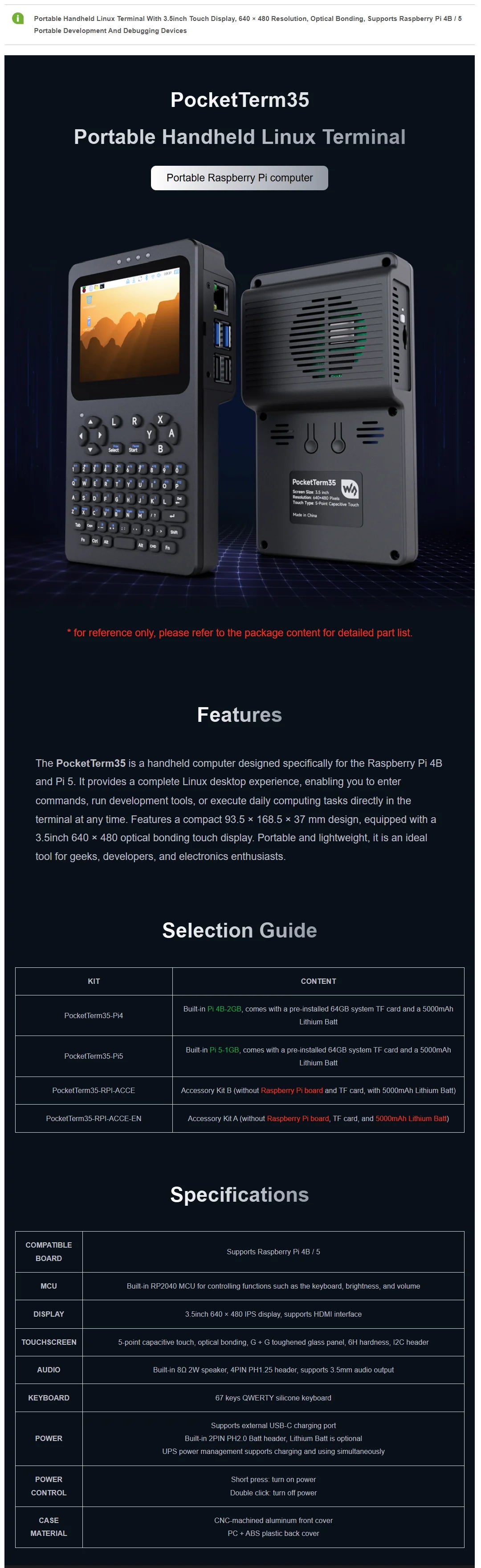 Waveshare handheld Linux console, 3.5
