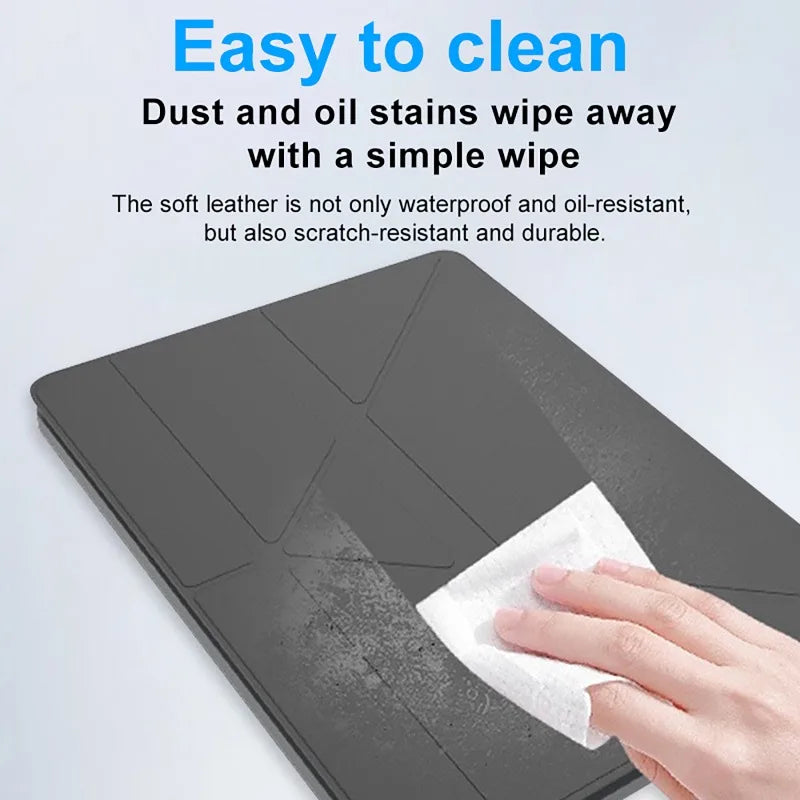 Multi-functional Wireless Bluetooth 5.0 Folding Keyboard for Tablet/Phone/PC Detachable Leather Stand Touch Portable Keyboard