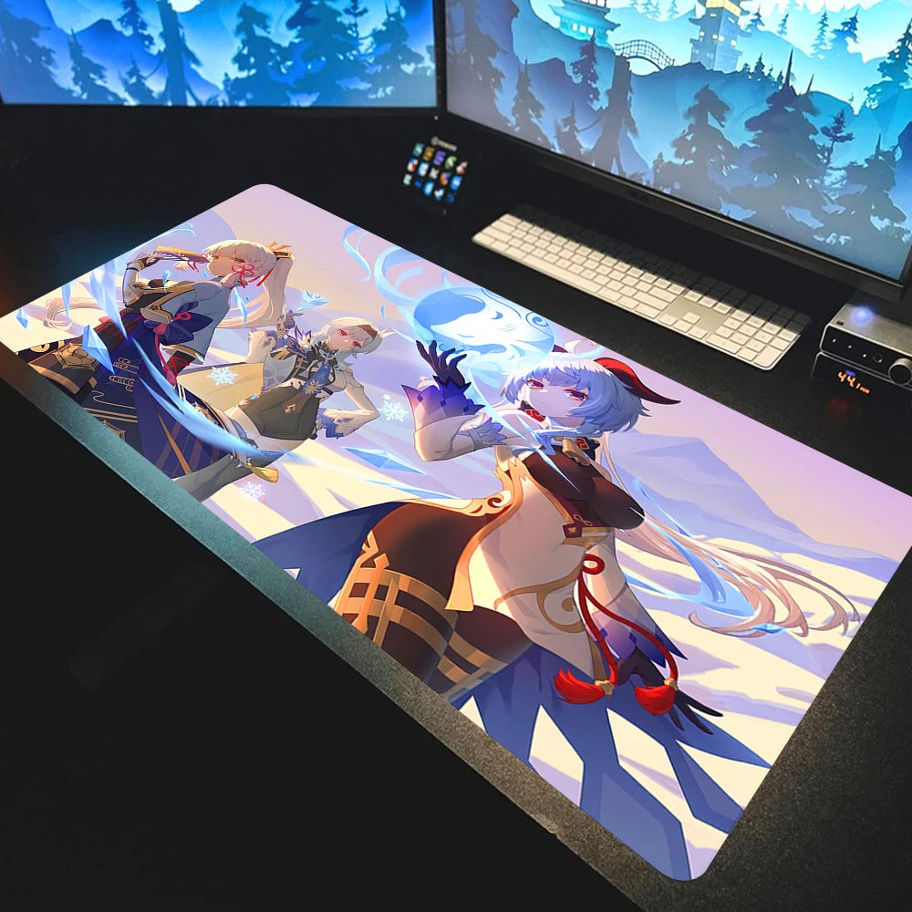 Anime Mousepad Genshin Impact Mouse Pads Gamer Mat Xxl Pc Accessories Desk Protector Keyboard Pads Computer Desks Gaming Mats