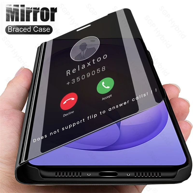 S26Ultra Case Luxury Smart Mirror Flip Leather Cover for Samsung Galaxy S 26 S26 Ultra Plus S26+ 5G Magnetic Stand Book Coque