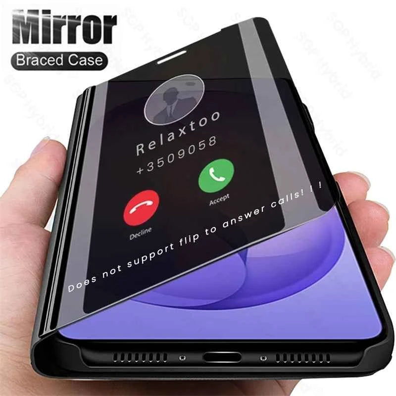 S26Ultra Case Luxury Smart Mirror Flip Leather Cover for Samsung Galaxy S 26 S26 Ultra Plus S26+ 5G Magnetic Stand Book Coque