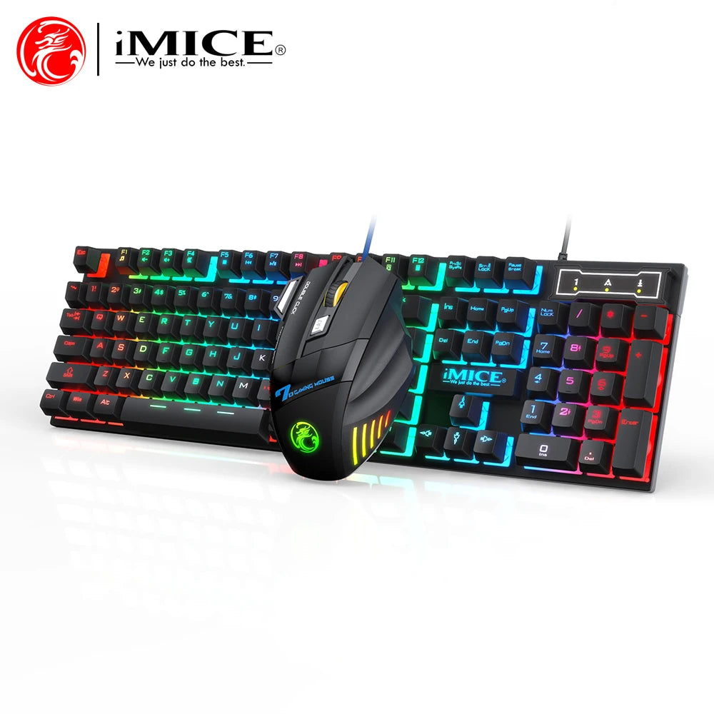 RGB Backlit Wired Ergonomics Design Keyboard Set,Waterproof Luminous Gaming Keyboard And Mouse Combo,PC Accessories For Gaming