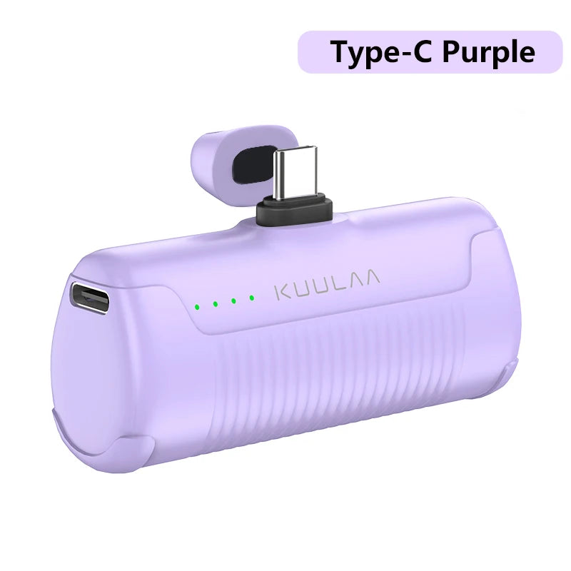 KUULAA Mini Power Bank 4500mAh - Portable Charger for iPhone17 16 15 14 13 Pro Max & Samsung/Xiaomi - External Battery PowerBank
