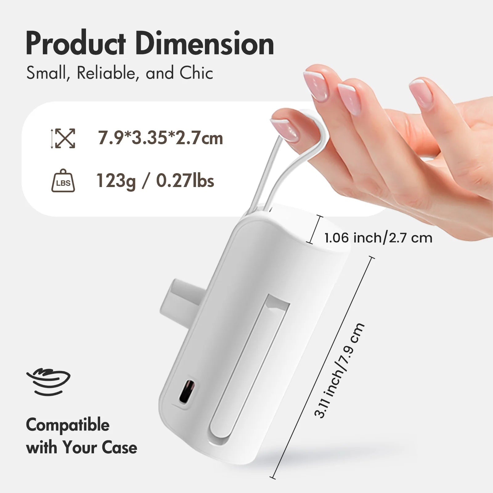 Mini Power Bank 4500Mah Portable Fast Charging 2 in 1 Lightning Port Type-C Cable External Battery for iPhone 16 15 14 Samsung