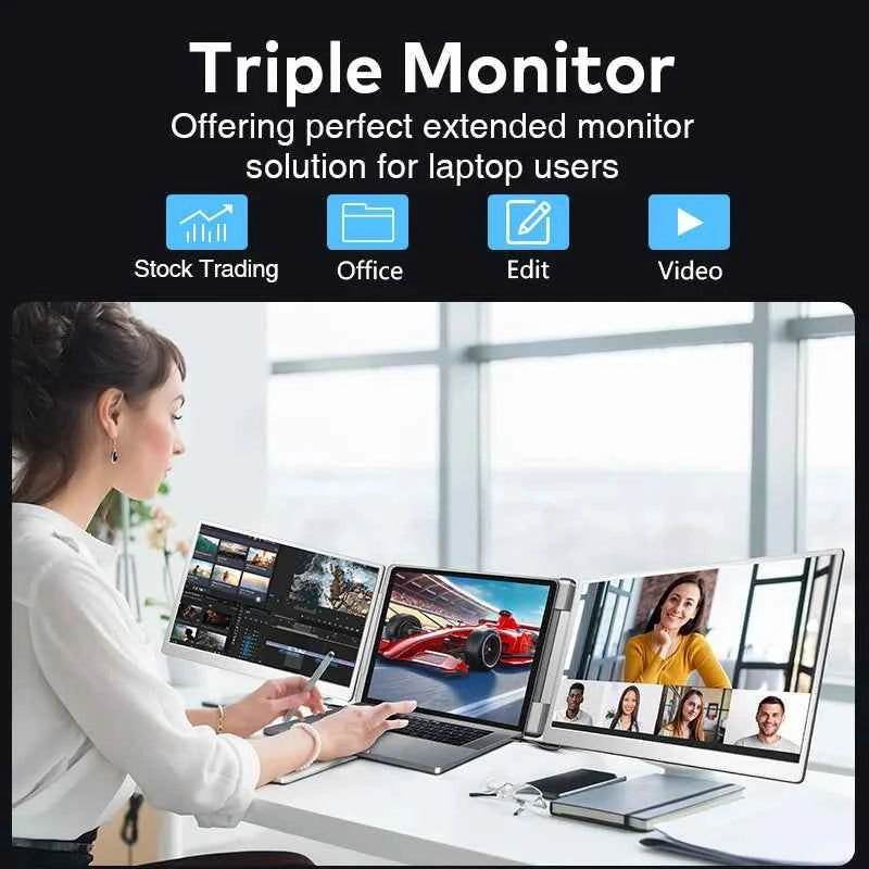 FHD IPS Gaming Series Portable LCD Backlit Monitor High-Definition Dual Triple Screen Extender for Productivity Visture