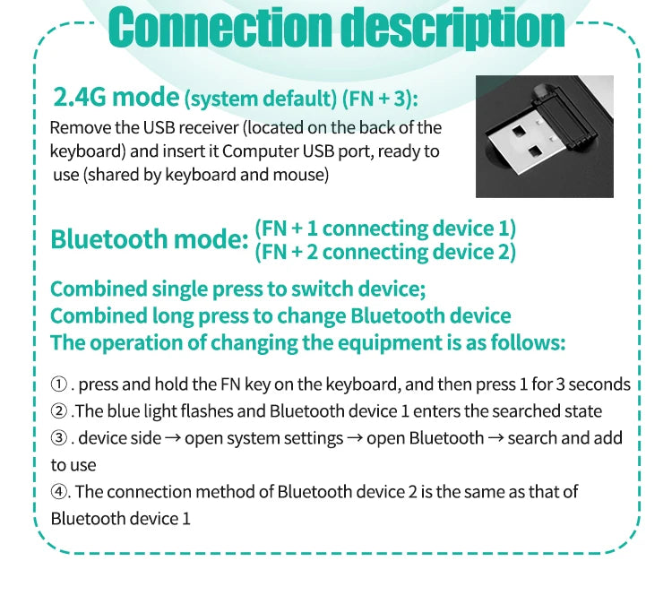 2.4G and Bluetooth Mini Keyboard Wireless keyboard and mouse Set For Notebook Laptop Desktop PC Tablet iPad Android Macbook