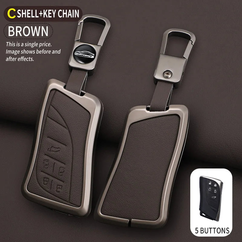 Car Zinc Alloy Leather Key Case Cover Chain For Lexus NX ES UX US RC LX IS 250h RX 350h LS 450h 260h 300h UX200 LM350H LM500H