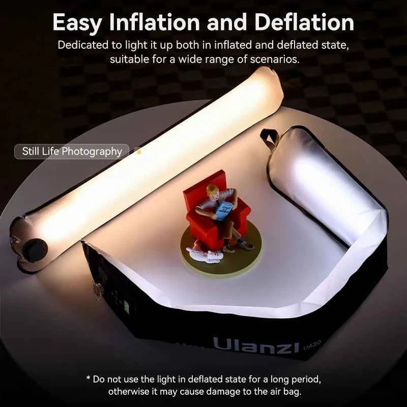 Ulanzi UA12 12W Inflatable TPU Air Tube Light 2700K-6500K Bi-Color Portable Pocket Light Stick Magnetic Mount for Livestreaming