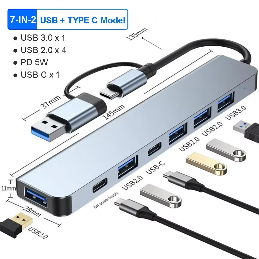 11 in 1 Usb Hub USB C To HDMI-compatible Splitter HUB Type-c To HDMI-compatible USB3.0 Docking Station for Macbook Air Converter
