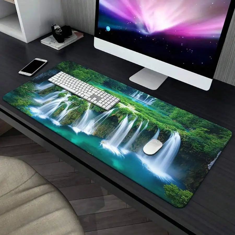 Large Waterfall Forest Mousepad Anti-Slip Rubber Desk Mat For Gaming Office Laptop