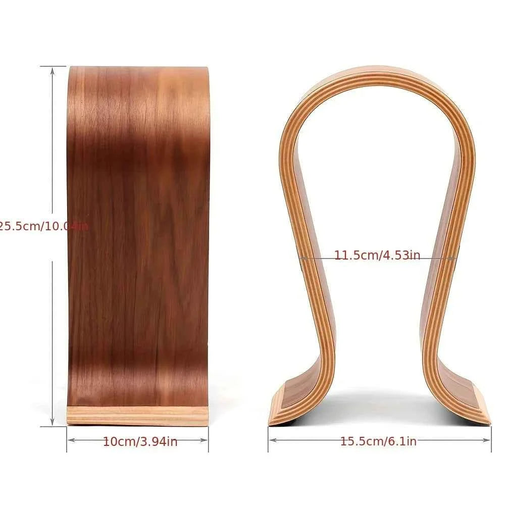 TTAKA7 U-Shape Wooden Headphone Stand – Retro Walnut Desk Holder