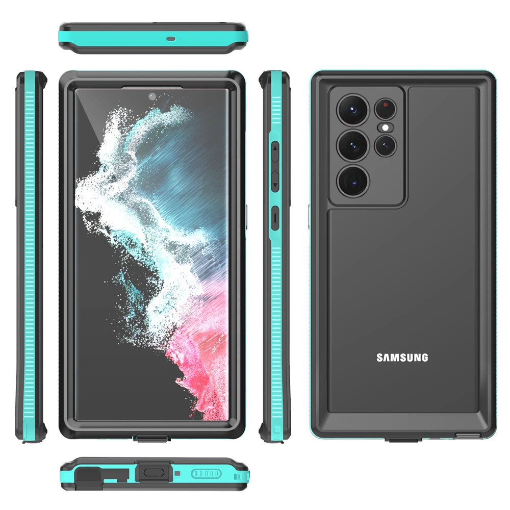 IP68 Waterproof Diving Swim OutdoorSport TPU Armor Cover Case For Samsung Galaxy S22 Ultra Plus S21 S20 Note 20 Ultra Note 10
