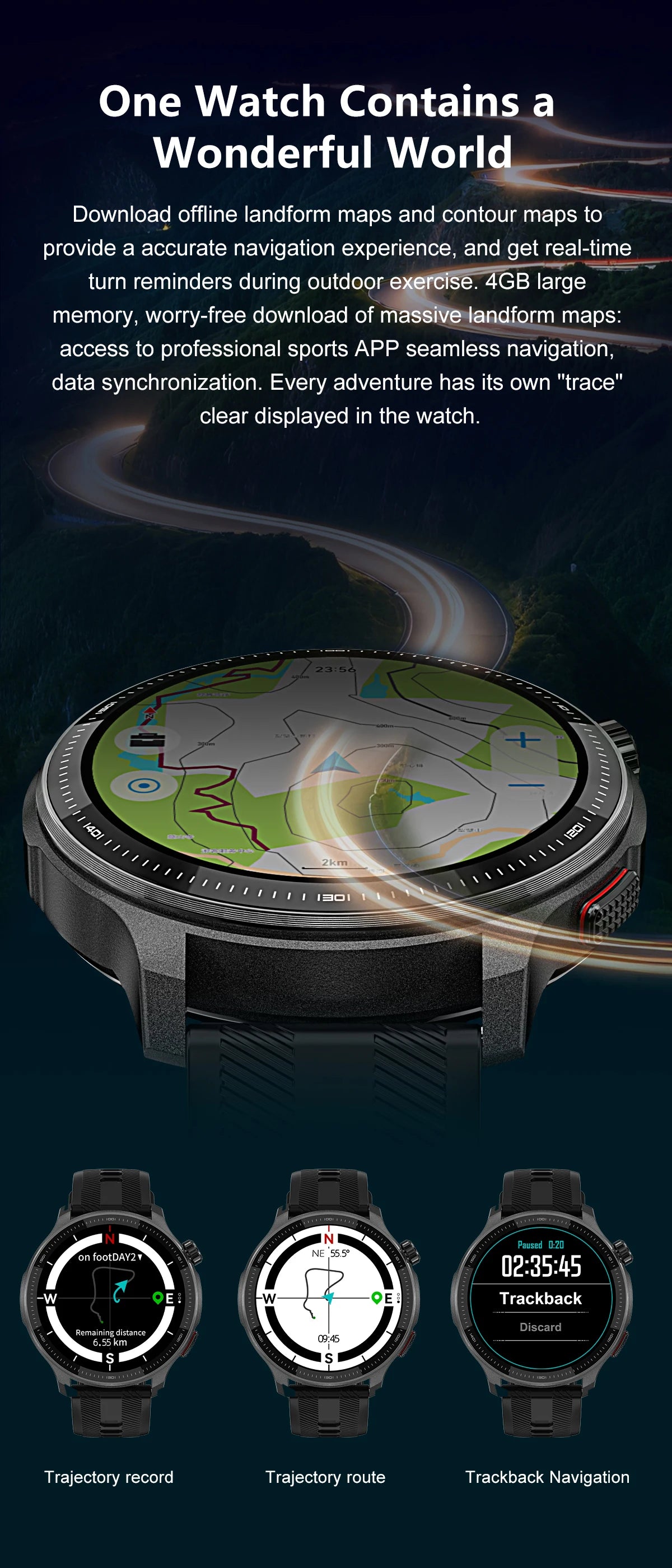NEW GPS Offline Maps Smart Watch 1.43