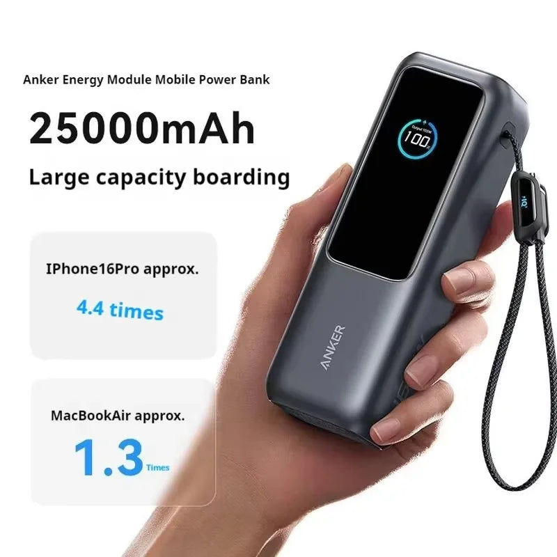 NEW Anker 165W Max Power Bank 25000mAh High Capacity Retractable Cables Fast Charge Mobile Phone Power Bank Gift Lightweight PC