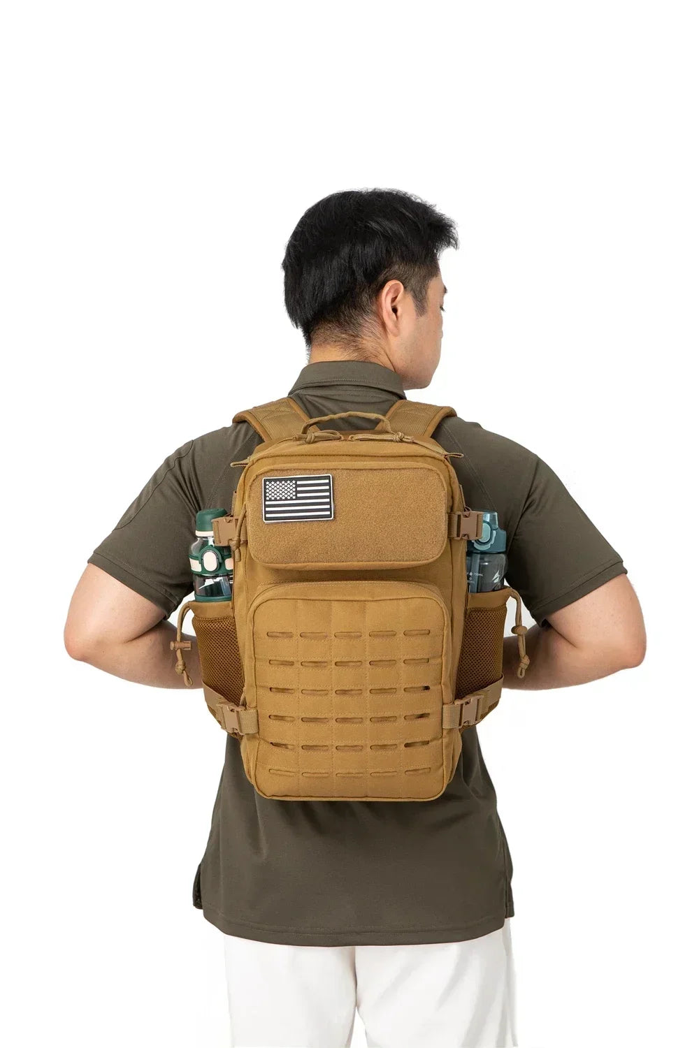 25L Tactical Backpack – MOLLE Hiking & Survival Backpack for Men & Women, Waterproof Fitness Outdoor Bag with Dual Cup Holders