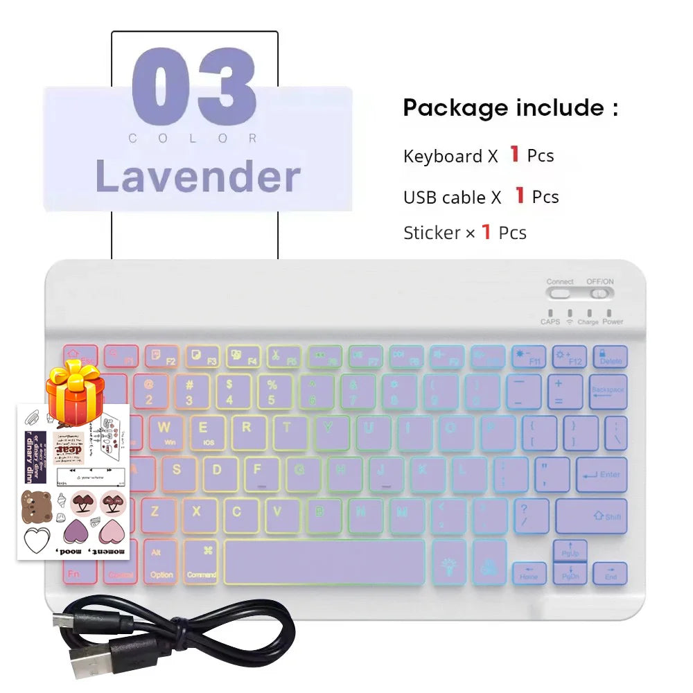 2026 Portable Bluetooth Backlit Keyboard For Xiaomi iPad / iOS Android Windows Tablet Phone Wireless Keyboard With Mouse Spanish