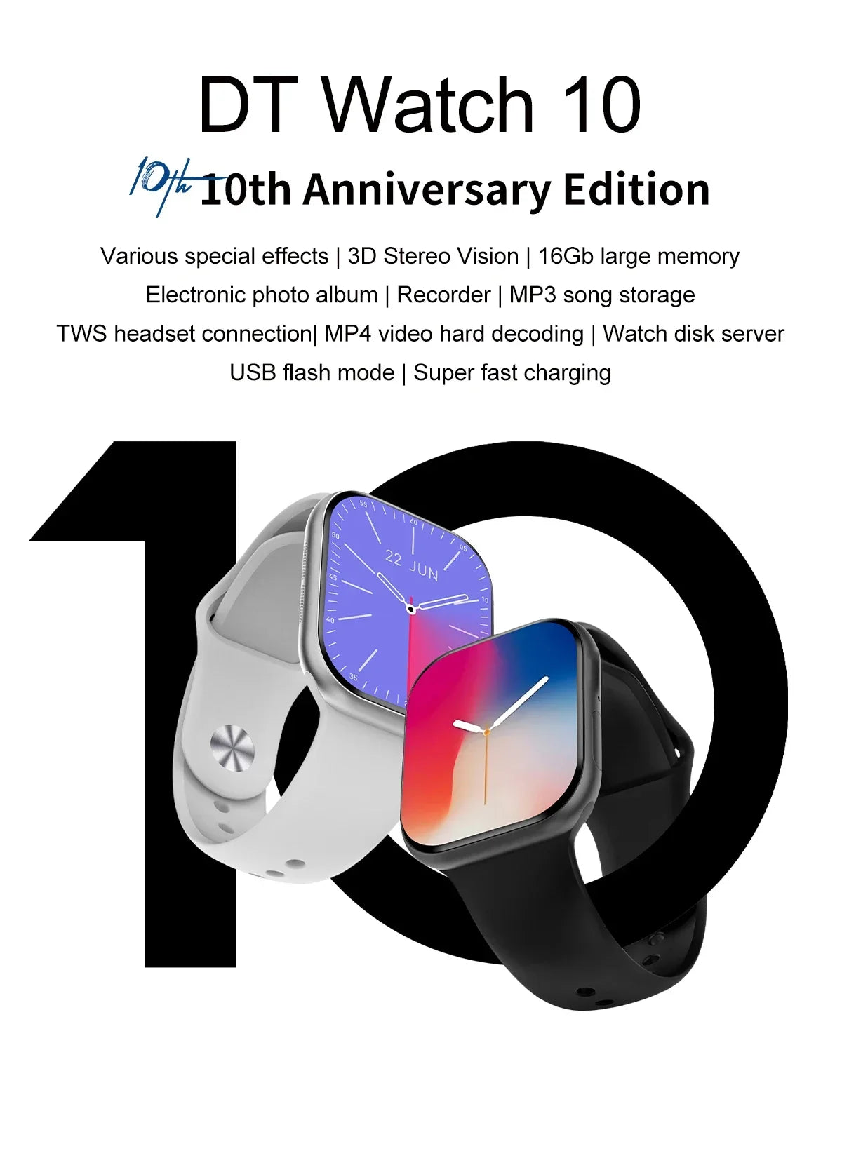 2025 New Original for Apple DT Watch 10 Smart Watch Men AMOLED 4GB Memory Music 3D Surround BT Call Waterproof smart watch Woman